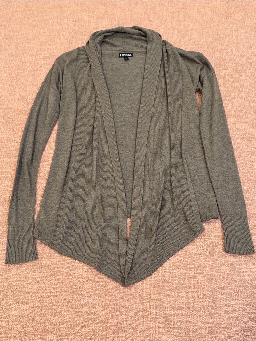 Cashmere blend taupe Open-Front Draped Cardigan